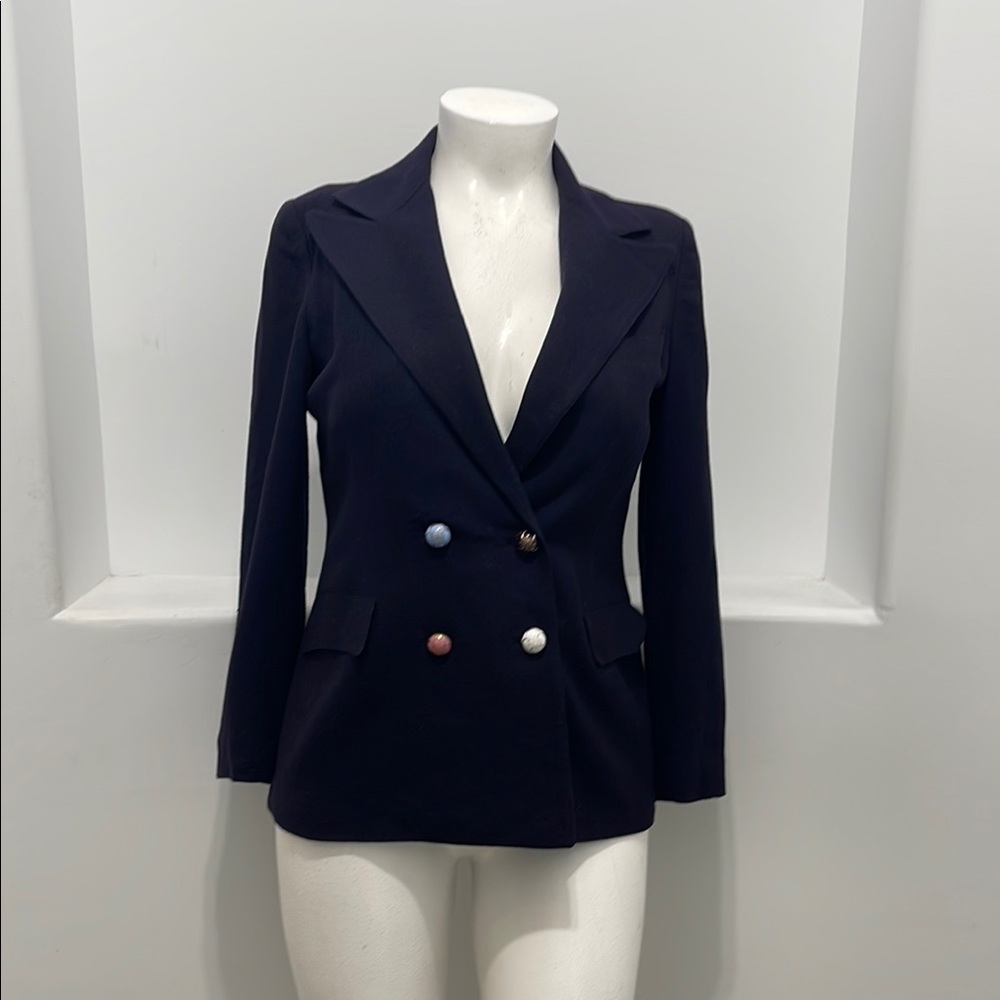 Gayle Kirkpatrick For Tudor Square VTG Navy Blue  Double Breasted Blazer Size 14